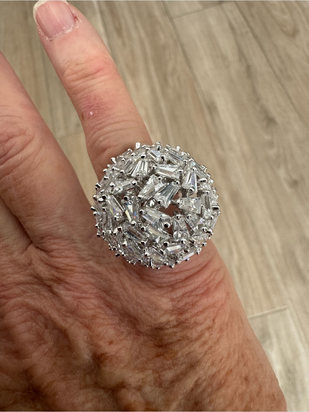 Silver-Clear Crystal Dome Statement Ring - Women Jewelry